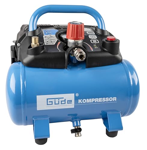 Güde Kompressor Airpower 190/08/6 (ölfrei, max. Druck 8 bar, Kessel 6 l, 1100 W, eff. Liefermenge 145 l/min, Druckminderer/Manometer/Kondensatablassschraube, inkl. 6-tlg. Zubehör, Testnote SEHR GUT)