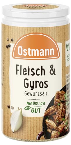 Ostmann Gewürze - Fleisch & Gyros Gewürzsalz | Pikantes Gewürz mit mediterraner Note für gegrilltes und gebratenes Fleisch | Mit praktischem Streuaufsatz | 50 g im Streuer