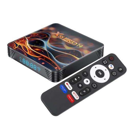 GREVA 8K Android 14.0 TV Box 2025, Android Box 2GB RAM 16GB ROM, Internet TV Box RK3518 Chipsatz Unterstützung 2.4GHz/5.0GHz Dual WiFi6 HDR10 BT5.0 USB3.0 Ethernet LAN 3D HD Smart TV Box Bluetooth