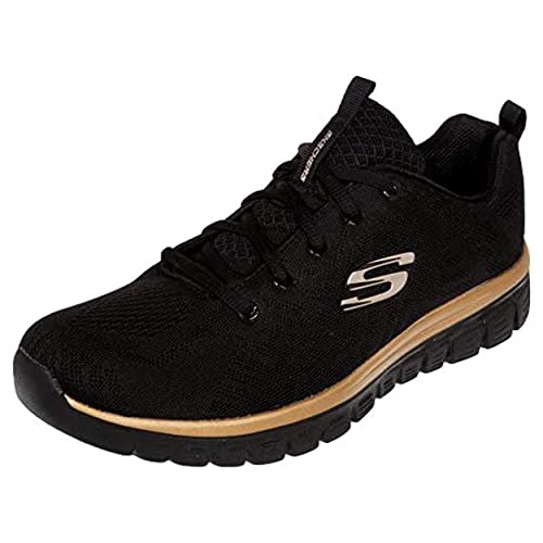 Skechers Damen Graceful Get Connected Sneakers, Schwarz Rose Gold, 38.5 EU