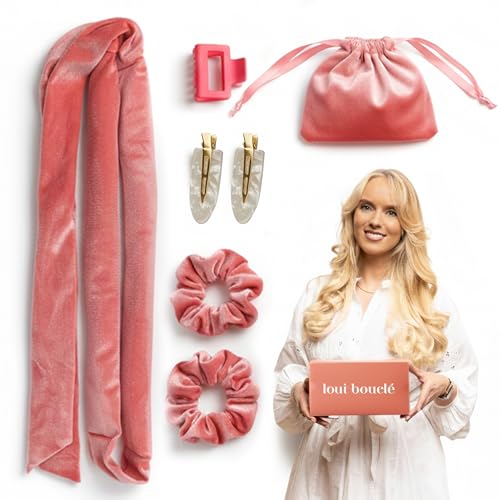 loui bouclé ® – Heatless Curls - Lockenwickler über Nacht ohne Hitze - aus Samt mit Clip, weiche Füllung, für große, voluminöse Locken – ideal für lange Haare - Set in Rose Rush und anderen Farben