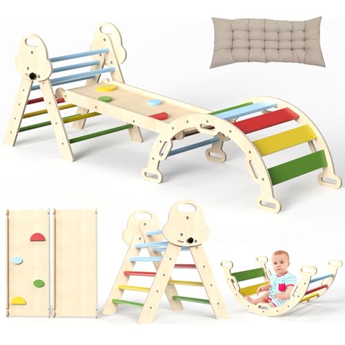Montessori Kletterdreieck 7-in-1 mit Rutsche, Bogen & Matte, 1-3 Jahre