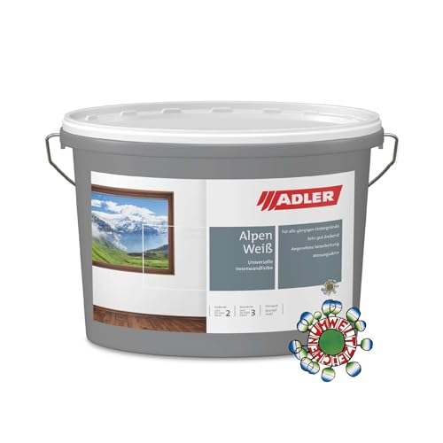 ADLER Aviva Alpen-Weiß Dispersionsfarbe für Wand- und Deckenanstrich Weiss 4,5 l