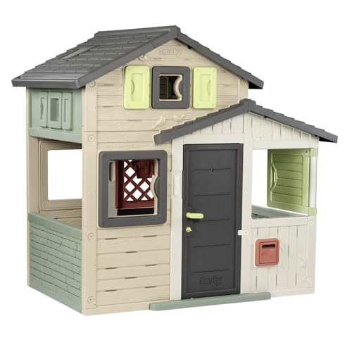 Smoby Life - Evo Friends Spielhaus (114x162x175 cm) mit Mind. 60% Recycling-Anteil - wetterfestes Gartenhaus für Kinder - Outdoor-Kinderhaus für Garten oder Terrasse - ab 3 Jahre