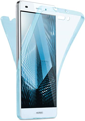 moex Double Case für Huawei P8 Lite 2015 Hülle Silikon Transparent, 360 Grad Full Body Rundum-Schutz, Komplett Schutzhülle beidseitig, Handyhülle vorne und hinten - Türkis