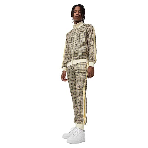 Lonsdale Herren Seabrook Tracksuit, Yellow/Brown/Ecru, L