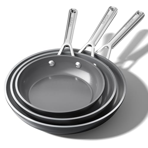 naturepan DiamondTitan Keramik Pfannenset 3-teilig (20+24+28cm), Antihaft Bratpfannen für alle Herdarten, PTFE-frei PFAS-frei PFOA-frei, Backofenfest, spülmaschinenfest mit kühlbleibendem Griff