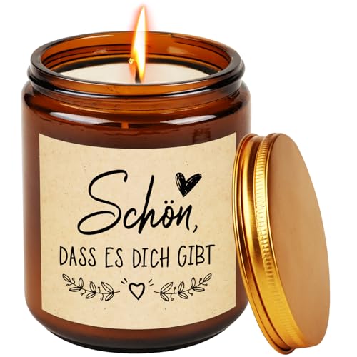 TUZELIYA Geschenke für Frauen & Männer - Duftkerzen für Freundin Mama Papa Oma Opa - Geburtstag Muttertag Vatertag Valentinstag Weihnachten - Schön Dass Es Dich Gibt