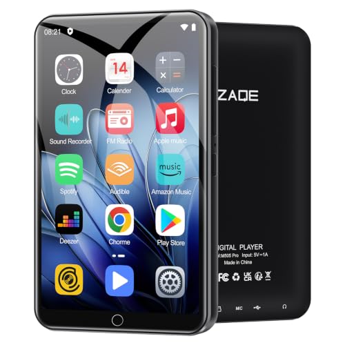 ZAQE 80GB MP3 Player mit Bluetooth und WiFi,4 Zoll-Touchscreen MP4 Player Android, Kinder HiFi Digital Music Player mit Lautsprecher, MP3 mit Google Play, App kostenlos installieren,Schwarz