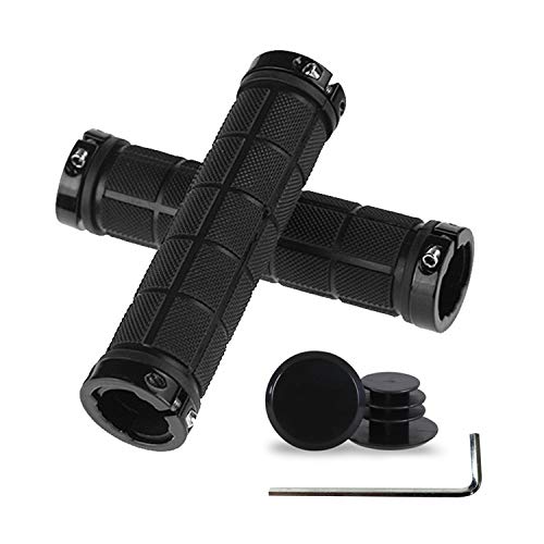 PLATT Fahrrad Lenkergriffe Anti-Rutsch Gummi Griffe Fahrradgriffe für MTB BMX Trekkingrad mit Kunststoff-Endkappen,Schwarz