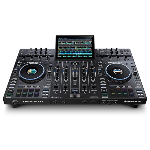 Denon DJ PRIME 4+ Standalone DJ-Controller mit Stem-Trennung auf 4 Decks, WLAN-Streaming, Drop Sampler Mixer, 10.1