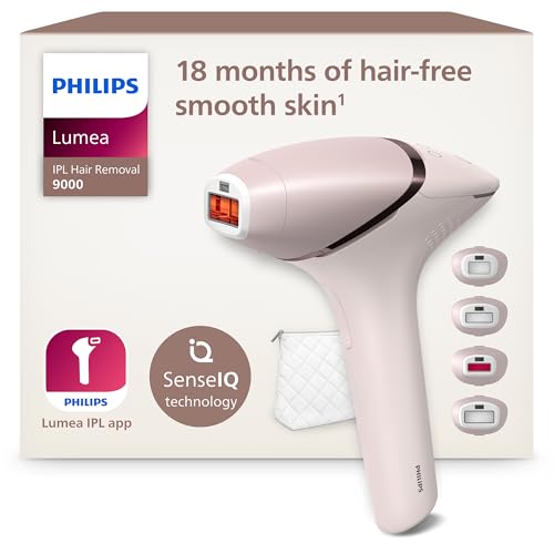 Philips Lumea IPL 9000 Series Haarentfernungsgerät mit SenseIQ Technologie – Alternative zur Laserhaarentfernung – 4 Aufsätze für Körper, Gesicht, Bikinizone & Achselhöhlen, kabellos (BRI957/00)
