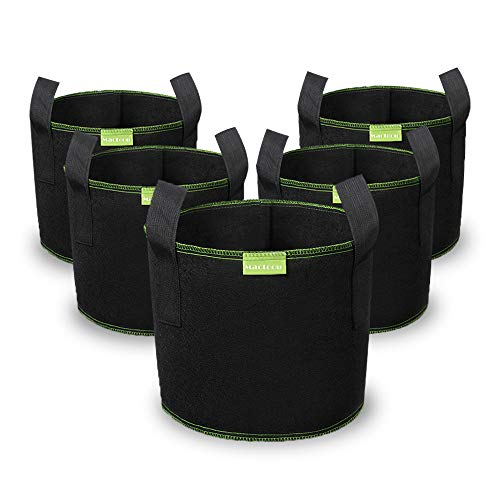 Mactoou 5X 20L Stofftopf, Pflanzsack mit Griffe aus Filzstoff Pflanze Grow Bag für Tomaten, Gemüse, Blumen, Pflanzen - 5 Gallonen