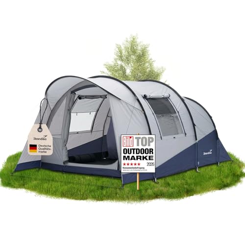 Skandika Tunnelzelt Isken 3 Protect | Campingzelt für 3 Personen, Fenster mit Moskitonetz, eingenähter Boden, wasserdicht, 3000 mm Wassersäule, mit Canopy | Zelt für Camping, Festival, Outdoor