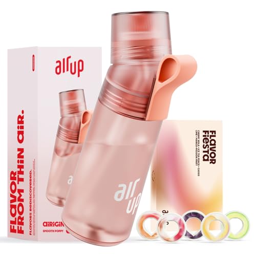 air up® Flasche Twist Pro Starter Set Original, inkl Pods in 5 Geschmacksrichtungen I 600ml Trinkflasche mit Geschmack, zuckerfrei I spülmaschinenfest & BPA frei I in Poppy Red
