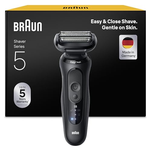 Braun Series 5 Rasierer Herren Elektrisch, Elektrorasierer Herren mit 50 Min. Akku, Rasierapparat, Kabelloser Nass- und Trockenrasierer für Männer, Wasserdicht, Made in Germany, 52-N1000si, Schwarz