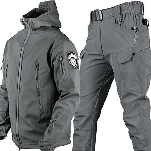 KUMIAO Wasserdichte Tarnung Militär Uniform Anzug - Herren Taktische Jacke und Hose Set, Militär-Softshell-Anzüge für Armee Kampf Kleidung Anzug