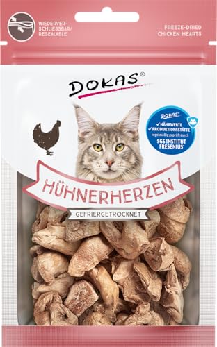 DOKAS Gefriergetrocknete Innereien - Getreidefreies Premium Leckerli für Katzen – Ideal als Belohnung, 6 x 15 g