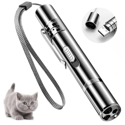 VOVIGGOL Interaktives Spielzeug für Katzen und Hunde, Katzenspielzeug mit LED, intelligentes elektrisches Katzenspielzeug für Trainingsübungen, wiederaufladbar über USB