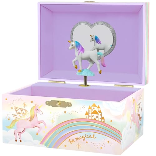 Giggle & Honey Musikalisches Schmuckkästchen für Kinder – Kinderspieluhr mit drehendem Einhorn, Einhorn-Geburtstagsgeschenke für kleine Mädchen, 15,2 x 11,8 x 8,9 cm – Alter 3–10