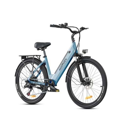 HillMiles Elektrofahrrad Für Erwachsene 26 Zoll, 7 Gänge Elektrobike Mit Abnehmbarem 36V 13Ah Akku, 25km/h & Reichweite 80-100km E-Bike Für Stadtpendler, IP65 Wasserdicht (Blau)