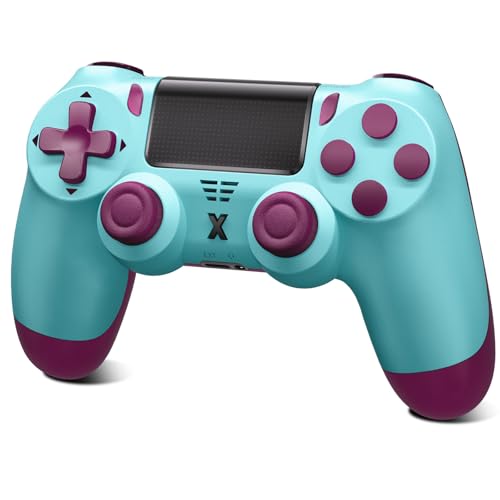 Suoxiom Wireless Controller für PS-4,Game Controller Kompatibel mit PS-4/Slim/Pro,Bluetooth Gamepad Joystick mit Dual Vibration/Touch Panel,6-Achsen Gyro Sensor, 3.5mm Audio Jack,Schwarz (BLUE)
