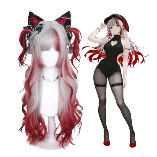 KORURACLUB Anime Cosplay Perücke Damen Farbverlauf Wig Characters Spielen Lolita Wigs Halloween Cosplay Requisiten (Kein Zubehör enthalten)(AkaiYoru Hime)