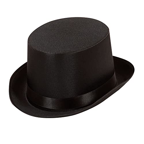 W WIDMANN MILANO Party Fashion 2485T - Zylinder, schwarz, aus Satin, 18. und 19. Jahrhundert, Charleston, Flapper, Gangster, Motto-Party, Karneval