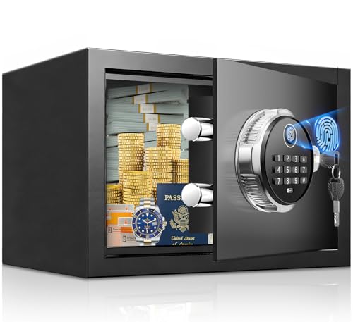 Biometrischer Tresor 18L mit Fingerabdruck – Digitaler Safe für Zuhause, Diebstahlsicherer Möbeltresor für Geld, Dokumente, Reisepass & Medikamente, Wasserdicht
