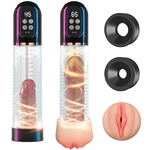 HIVEFUN Penispumpe Sex Spielzeug für die Männer Penisvergrößerung, Elektrische Penis Pumpe Vakuumpumpe Masturbieren für Männer mit 3 Saugstufen 3 Trainingsmod, Manueller Modus Wasserdicht Masturbator