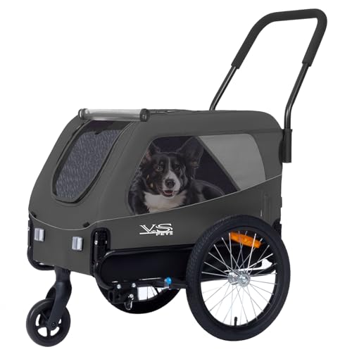 Tiggo VS Medium Hundeanhänger & Buggy 2in1 Fahrradanhänger Hundebuggy Jogger für Hunden bis 23kg (Grau)