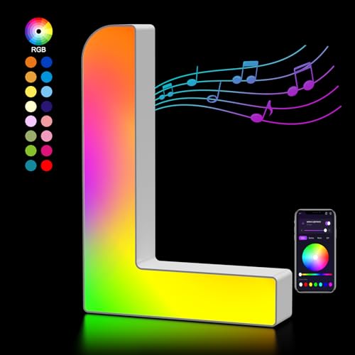 LED Buchstaben Lichter Alphabet, Led Leuchtbuchstabe Farblich Veränderbar mit USB-Netzteil, APP-Kontrolle, Dimmbar, Dekoration für Geburtstag Weihnachten Hochzeit Party Muttertag - Buchstaben L