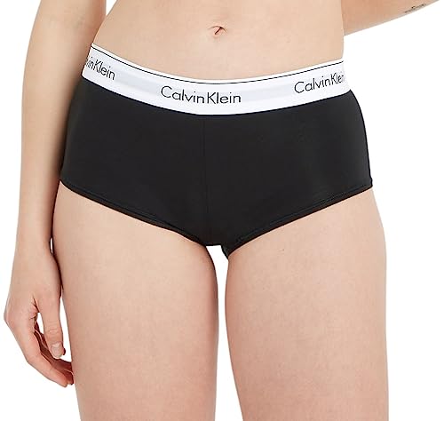 Calvin Klein Damen Hipster Boyshort aus Baumwolle mit Stretch, Schwarz (Black), M