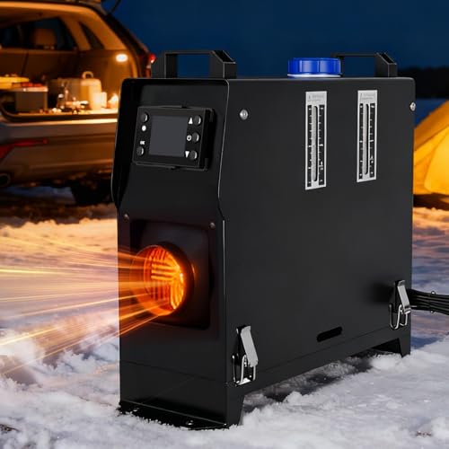 Eldzenith Dieselheizung 8KW, Standheizung Diesel 12V mit Fernbedienung, LCD-Display, Schalldämpfer, Diesel Standheizung, Überhitzungsschutz, Leise Heizung, für Auto LKW Wohnmobil (Schwarz)