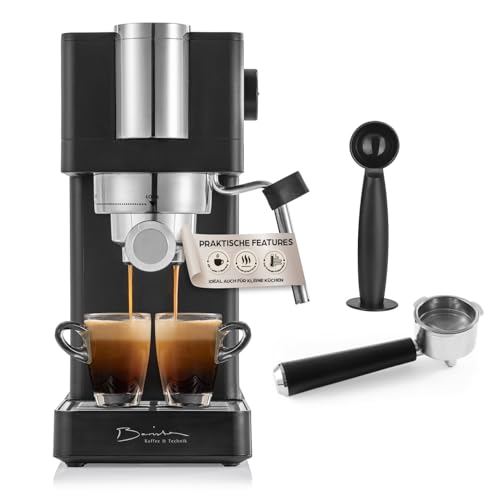 Barista Siebträger Maschine Espresso Slim | Espressomaschine Edelstahl mit 20-bar-Pumpe & Thermoblock-Schnellheizsystem | Slim Espresso Maschine mit 800-ml-Wassertank & Tassenwärmer