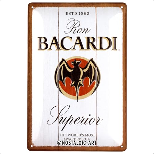 Nostalgic-Art Retro Blechschild, 20 x 30 cm, Bacardi – Superior White Wood – Geschenk-Idee als Bar-Zubehör, Original Lizenzprodukt (OLP), aus Metall, Vintage Design, Blechschilder Sprüche