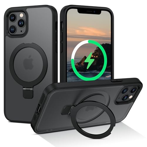 VENINGO für iPhone 11 Pro Hülle mit Unsichtbarer Ständer, Kompatibel mit MagSafe, Matt Rückseite, Stoßfest, Kratzfest, Anti-Fingerabdruck, iPhone 11 Pro Handyhülle 5,8 Zoll, Schwarz