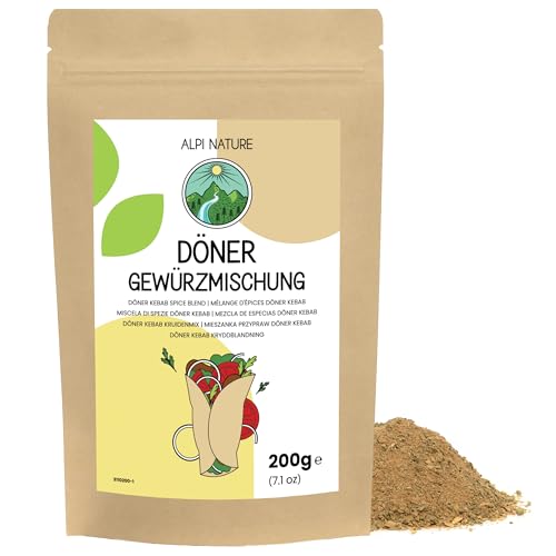 Alpi Nature Döner Gewürz 200g, Döner Gewürzmischung, Gewürz für Hähnchen, Lamm, Kebab und Dönerfleisch