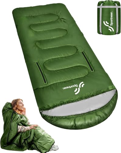 Schlafsack Outdoor - 200×85cm Deckenschlafsack 3-4 Jahreszeiten Camping Sleeping Bag für Erwachsene & Kinder | Leicht Tragbar Warm Schlafsack mit Armloch