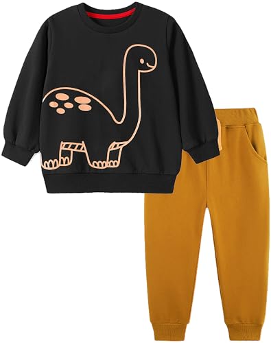 TCWWBB Jungen Bekleidungsset Kleinkinder Langarm Sweatshirt und Hose Dinosaurier Tier Raum Winter Herbst 2-teiliges Baumwolle Outfits Set 1-7 Jahre 92 98 104 110 116 122