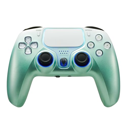 NBCP-Game controller für PS4, kabellos, playstation 4 controller, Controlador Inalámbrico PS4, 1200 mAh Akku/Doppelmotoren/6-Achsen-Gyro/3,5 mm Audiobuchse/Hall Effekt-Sensor (Grün)