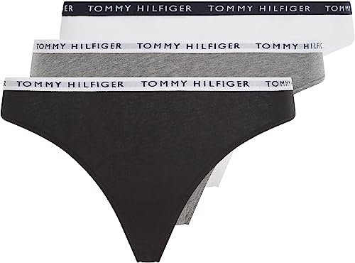 Tommy Hilfiger Damen Strings Tangas, Mehrfarbig (Medium Grey Heather/White/Black), S