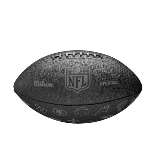 Wilson NFL 32 Team Football, Mit Einer Druckverriegelungsblase und klassischer Schnürung, Stilvolles Aussehen, Aus robusten Materialien, Farbe: Schwarz, Offizielle Größe