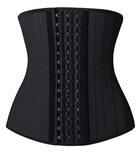 YIANNA Korsett Shapewear Damen Bauchweg Stark Formend Latex Waist Trainer Sport Body Shaper Corsage Taillen Mieder Taillenformer Schwarz 20173 S