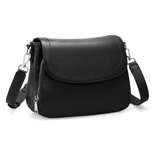 befen Echtleder Umhängetasche Damen Mittelgroß Handtasche RFID-Blockierung | Leder Crossbody Bag Schultertaschen für Frauen Saddle Bag mit integrierter Brieftasche