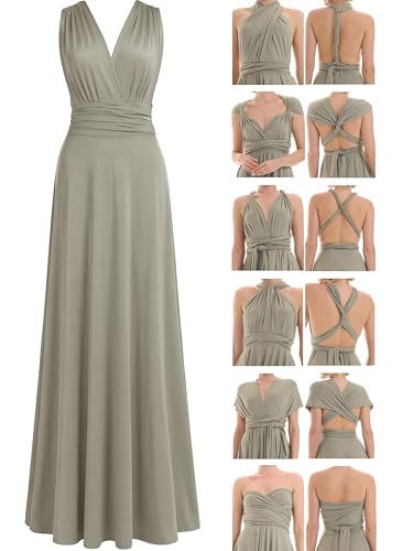 Juvell Brautjungfernkleider lang - Infinity Dress Maxi - Abendkleider elegant-festlich - Multiway-Wickelkleid - Hochzeit-Abiball-Bridesmaid - 1000 (40-44, Hellgrün)