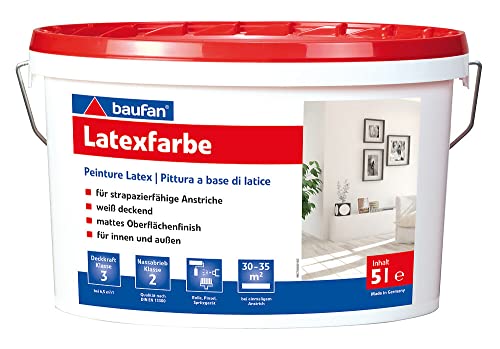 5 Liter Latex-Farbe für innen + außen, hochwertige Strapazierfarbe