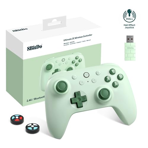 8bitdo Ultimate 2C Wireless Controller für Windows-PC und Android, mit 1000 Hz Abfragerate, Hall-Effekt-Joysticks und Hall-Triggern und Neu Belegbaren L4/R4-Stoßfängern, Turbofunktion (Grün)
