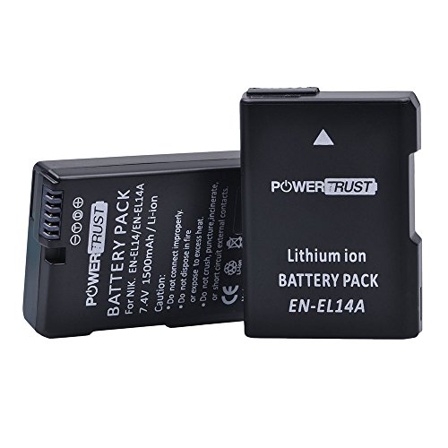 PowerTrust 2pcs EN-EL14 EN-EL14A Akku für Nikon D3500 D3400 D3300 D3200 D3100 D5500 D5200 D5300 D5100 Coolpix P8000 P7800 P7700 P7100 P7000 Df