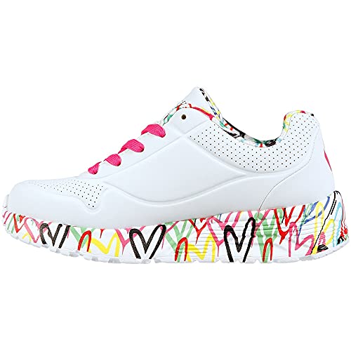 Skechers Mädchen Uno Lite Lovely Luv Sneaker, White Synthetic H. Pink Trim, 38 EU